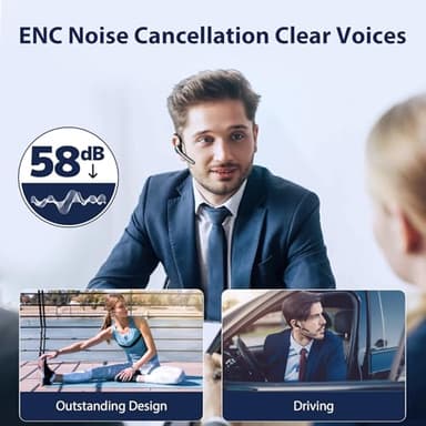 Ngsod Bluetooth Headset, Wireless Earpiece with Upgrade Noise Canceling Mic,500mAh Charging Case Support 72H Talking Time,Hand-Free Headphones with Mute Button for Computer Cell Phones Trucker Work - Image 2