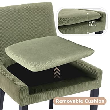 COLAMY Modern Dining Chairs Set of 4, Upholstered Corduroy Accent Side Chairs with Mid Back and Wood Legs for Living Room/Dining Room- Light Green - Image 5