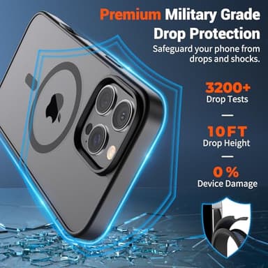 SUPFINE Magnetic for iPhone 16 Pro Max Case (Compatible with MagSafe) (Military Grade Drop Protection) Translucent Matte Shockproof Phone Cover, Black - Image 3