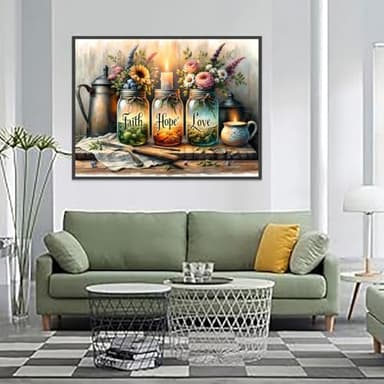 Diamond Art Kits for Adults, Inspirational Diamond Painting Kits for Beginners, 5D Vase Round Full Drill Gem Art for Adults, Paint by Diamonds Pictures DIY Crafts Kits 16x12inch - Image 3