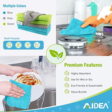 AIDEA Microfiber Cleaning Cloth-50PK, Soft Microfiber Towels for Cars, Absorbent Cleaning Rags, Lint-Free Streak-Free Wash Cloths for House, Kitchen, Window(12in.x12in) - Image 6