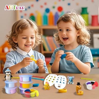 ARTPAR Air Dry Clay Kits for Kids-Modeling Magic Clay,12 Animals DIY Molding Clay Art Crafts Set,Ultra Light & Soft, Safe & Non-Stick with Sculpting Tools & Tutorials, Unique Gifts for Boys & Girls - Image 2