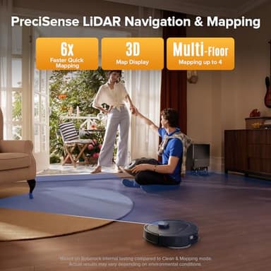 roborock QV 35S Robot Vacuum and Mop, All-in-one Vacuum Cleaner, 10,000Pa Powerful Suction, Self Emptying & Refilling, Self Mop Washing & Air Drying, Anti-Tangle Brushes for Home, Pet Hairs, Black - Image 7