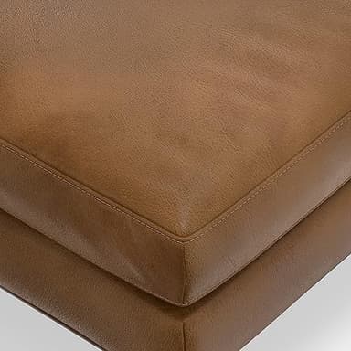SIMPLIHOME Morrison Mid-Century Modern 89 inch Wide Sofa with Ottoman Set in Caramel Brown Genuine Leather for the Living Room and Family Room - Image 16