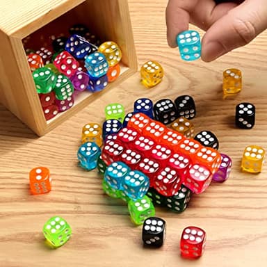 50 Pieces Dice Set, 14mm Bulk 6 Sided Colored Dices for Board Games, Math Learning,Classroom - Image 3