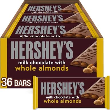 HERSHEY'S Milk Chocolate with Whole Almonds Candy Bars, 1.45 oz (36 Count) - Image 1
