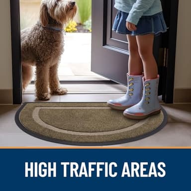 OLANLY Half Circle Door Mat Indoor Outdoor Entrance Welcome, Waterproof All-Season, All-Weather Doormat, Sturdy Natural Rubber, Low Profile, Easy Clean Patio Porch Entryway Mat, 47x32, Brown - Image 7