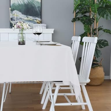 Easy-Going 6 Pack White Tablecloths 60x102 Inch for 6 Ft Rectangle Table, Washable Polyester Waterproof Stain Resistant Table Cloth, Decorative Table Cover for Kitchen, Dining Tables, Events - Image 2