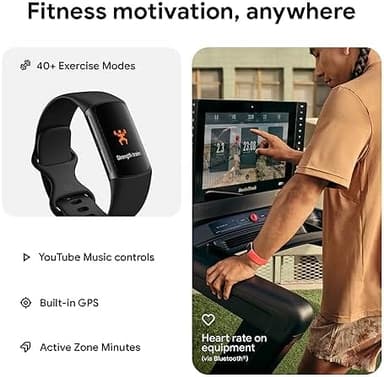 Fitbit Charge 6 Fitness Tracker with Google apps, Heart Rate on Exercise Equipment, 6-Months Premium Membership Included, GPS, Health Tools and More, Obsidian/Black, One Size (S & L Bands Included - Image 6