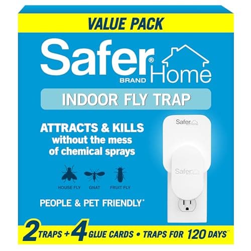 Safer Home Indoor Plug-in Fly Trap - SH502-2R4SR - Effective Fruit Fly Traps for Indoors, Gnat Traps for House Indoor, 400 Sq Ft Protection - Style: 2 Devices + 4 Glue Cards - Image 1