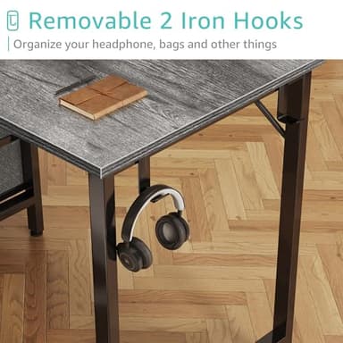 Lufeiya 47 inch Computer Desk with 4 Fabric Drawers, Writing Work Study Desk for Home Office Bedroom, Modern Simple Student PC Desks, Gray - Image 6