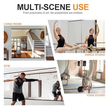 Delma Home Gym Mirror, 54''x30''x2PCS, Large Full Body Glass for Yoga, Frameless Wall Mounted, for Garage, Bedroom, Bathroom (Glass - 54'' x 30'' - 2PCS) - Image 6