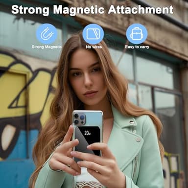 Magnetic Portable Charger, Power Bank 10000mAh with PD 20w Fast Charging, USB C in&Out Battery Pack, Compatible with Mag-Safe for iPhone 13/14/15/16/17 Pro/Pro Max Series, Samsung, Android, and More - Image 4