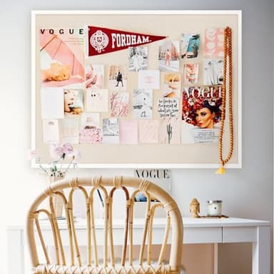 Miratino Large Bulletin Board 48x36 inch with Linen Cork Boards Wall Decor Hanging Pin Wood Framed Display Bulletin Cork Photo Picture Board Light for Room School Office 30-Pushpin White - Image 4