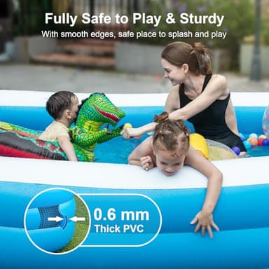 Large Inflatable Pool with Canopy - 145'' x 74'' x 22'' Oversized Thickened Blow Up Pool for Family, Extra Large Swimming Pool with Pump for Backyard, Garden and Outdoor Fun - Image 5