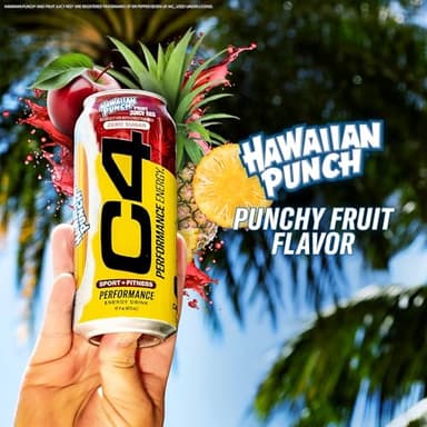 C4 Energy Drink, Hawaiian Punch Fruit Juicy Red, Carbonated Sugar Free Pre Workout Performance Drink with no Artificial Colors or Dyes, 16oz Pack of 12 - Image 7