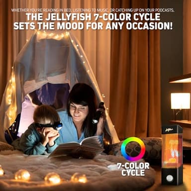 SKYLAR Jellyfish Musical Mood Light with 7 Color Cycles, Wireless Jellyfish Aquarium Lamp with Built-in Bluetooth Speaker, Realistic Aquatic Motion, 5-Hour Playtime, Comes with Rechargeable Battery - Image 6