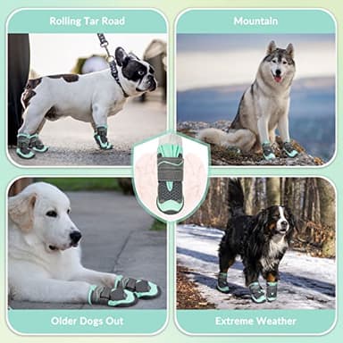 SlowTon Dog Shoes for Large Small Medium Dogs - Breathable Dog Boots for Summer Hot Pavement, Paw Protector for Outdoor Walking Winter Snow, Anti-Slip Rubber Dog Booties for Hardwood Floor (GR, 5) - Image 9