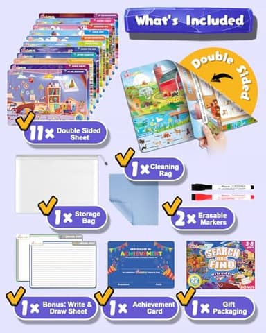 Baobrava Search and Find Game Books - Preschool Learning Activities for Kids Age 3-8, Travel Games for or Road Trip Car Airplane, Educational Seek Activity Birthday Gifts for Boys and Girls - Image 8