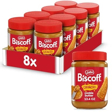 Lotus Biscoff, CRUNCHY Cookie Butter Spread, non GMO + Vegan, 13.4 Oz Jar (Pack of 8) - Image 1