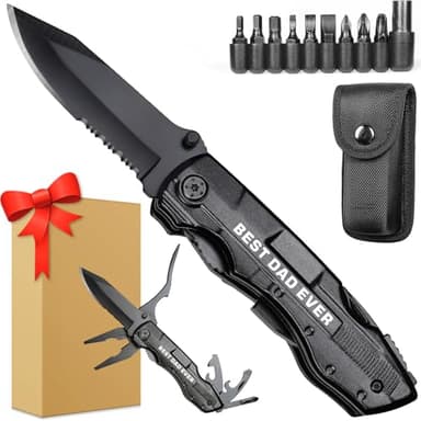 Gifts for Dad, Multitool Knife BEST DAD EVER for Camping, Fathers Day Christmas Unique Gifts for Dad, Dads Birthday Gift from Daughter Son, Christmas Ideal Presents for Dads, Gadget Present for Father - Image 1
