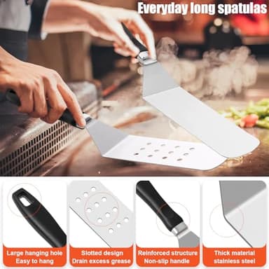 RINPIR 42pcs Griddle Accessories Kit for Blackstone, Flat Top Grill Spatula Set with Enlarged Spatulas, Melting Dome and Burger Press, Professional Hibachi Tools Gifts for Outdoor BBQ Teppanyaki - Image 6