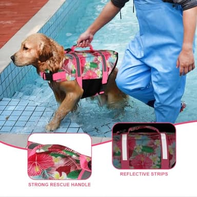Doglay Dog Life Jacket, Dog Life Vest for Swimming Boating, Adjustable Puppy Life Jacket with Reflective Stripes, Superior Buoyancy Pet Swimming Vest for Small Medium and Large Dogs - Image 5