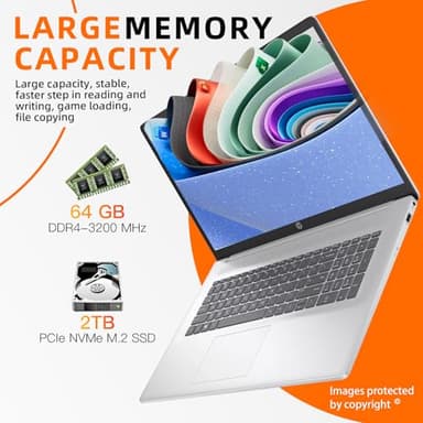 HP 2025 17 inch Laptop Business, 17.3" IPS FHD Display, AMD Ryzen 5 (Beats i7-1165G7), Ms Office Lifetime, Win 11 Pro, AI Copilot, w/Accessory, Numeric Keypad, WiFi 6 (64GB RAM + 2TB SSD) - Image 5