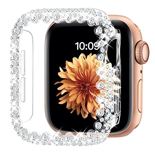 Bling Bumper Case Compatible with Apple Watch Series 6/5/4/SE 3/SE 2/SE 44mm, Diamond Protective Face Cover for Women, Hard PC Frame Protector for iWatch 44mm - Image 1