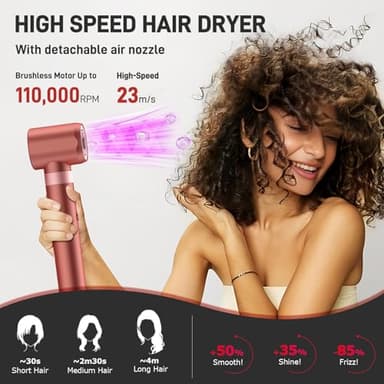MESCOMB 5 in 1 High-Speed Hot Air Styler - Professional Frizz-Free Hair Dryer Brush, Fast Drying Hair Dryer, No Heat Damage Air Styler Wrap - Curl, Volumize, Straighten with Travel Bag - Image 2