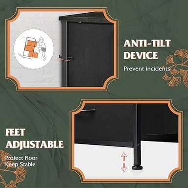 WLIVE Storage Organizer Unit with 12 Fabric Bins, Storage Drawers Organizer with Steel Frame, Tall Storage Tower Organizaton for Living Room, Hallway, Office, Charcoal Black - Image 6