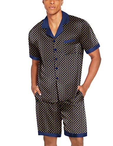 Ekouaer Men Satin Silk Pajamas Set with Pockets Sleepwear Shorts Satin Summer Loungewear 2 Piece Button Down Set S-3XL - Image 5