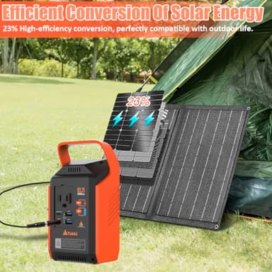 Takki 120W Peak Solar Generator with 21W Panel 83Wh Portable Power Station Solar Power Bank with 110V AC Outlet for Camping Home Use Outdoor Emergency Fan Laptop Hurricane - Image 4