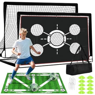 6x4 FT Kids Soccer Goals for Backyard - 2 Pack Soccer Nets Ski Skins, Portable Pop Up Goal Set Includes Training Mat, Cones, Target - Soccer Training Equipment Gift for Boys/Girls Ages 3-12 - Image 1