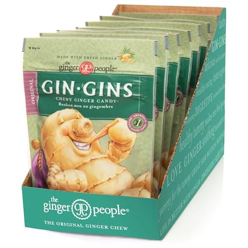 GIN GINS Original Ginger Chews – 100% Natural Candy by The Ginger People – Individually Wrapped Healthy Treats - Made with the Fresh Rhizome – Original Flavor – 3oz Bag – Pack of 8 - Image 1