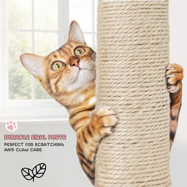 MoNiBloom 54 Inch Cat Tree Tower for Indoor Cats Large Adults, Pink Cat Tower with Scratching Post, Multi-Level Furniture Activity Center with Cat Condo Pet Play House, Soft Pink - Image 6