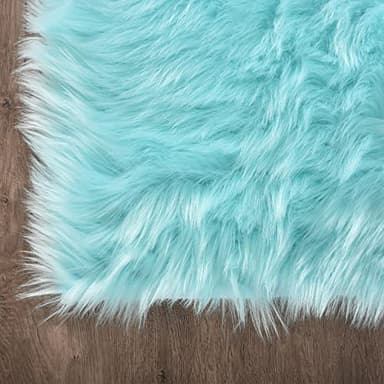 Latepis Light Blue Area Rug 6x9 Faux Fur Teal Rugs for Living Room Washable Shag Fluffy Rugs for Bedroom Dorm Fuzzy Soft Rug Home Decor Rectangle - Image 5