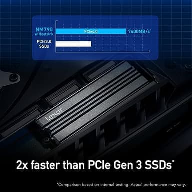 Lexar 2TB NM790 SSD with Heatsink PCIe Gen4 NVMe M.2 2280 Internal Solid State Drive, Up to 7400/6500 MB/s Read/Write, Compatible with PS5, for Gamers and Creators, Black (LNM790X002T-RN9NU - Image 6