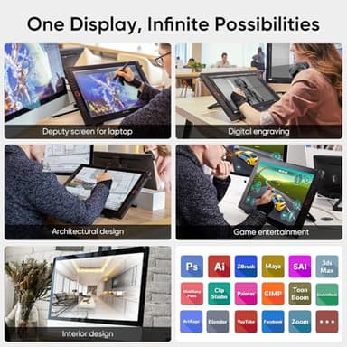 Drawing Tablet with Screen XPPen Artist 22R pro Computer Graphics Tablet 120% sRGB with Battery-Free Stylus Full-Laminated Technology, 21.5 inch Pen Display with 20 Shortcut Keys & 2 Red Dial(Black) - Image 10