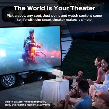 [Built-in Battery] Mini Projector with Wifi and Bluetooth, Rechargeable Portable Outdoor Smart Projector with Support 4K Decoding, Electric Focus Home Theater for Phone, White - Image 5