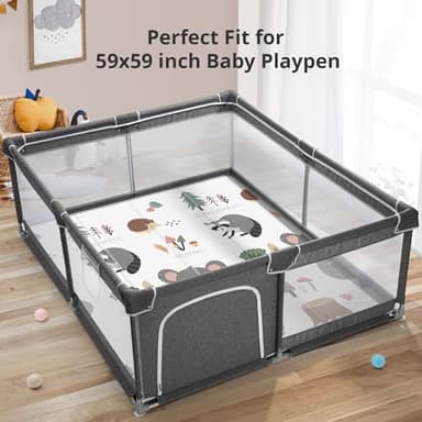 PIGLOG Foldable Baby Play Mat,59x59 Inches Baby Crawling Mat,0.8 Inch Thicken One-Piece Baby Playmat,Non Slip,Waterproof Activity Playmats for Babies,Toddlers,Infants, Play & Tummy Time,Koala - Image 2