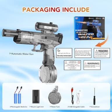 Electric Water Gun with Muzzle Light,Automatic Water Gun Blaster,Squirt Gun Range 23-32 FT,Outdoor Party Summer Water Shooting Game Toy with 2 Batteries,Ideal Watergun Easter Gift for Kids & Youths. - Image 6