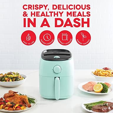 DASH Tasti-Crisp™ Electric Air Fryer Oven, 2.6 Qt., Aqua – Compact Air Fryer for Healthier Food in Minutes, Ideal for Small Spaces - Auto Shut Off, Analog, 1000-Watt - Image 4