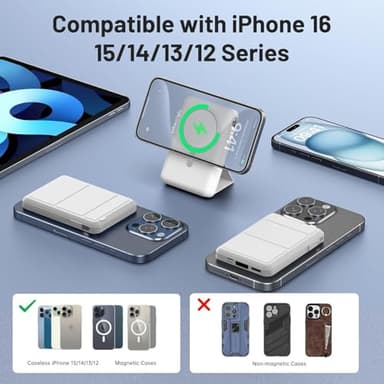Azmuth for Magsafe Battery Pack, 10000mAh Magnetic Power Bank 22.5W PD Fast Charging with LED Display Wireless Portable Charger for Magsafe with Stand for iPhone 17/16/15/14/13/12/Pro/Pro Max - Image 3