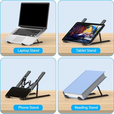 Gogoonike Adjustable Laptop Stand, Portable Laptop Riser for Desk, ABS+Silicone Foldable Ventilated Cooling Notebook Holder Stand for 10-15.6” Laptops,Tablets - Image 6