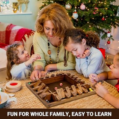 ropoda 14 Inches 4-Way Board Game (2-4 Players) for Kids & Adults [Large Wooden Game, 8 Dice + Rules] Smart Addition Learning Game – Vantage Style - Image 2