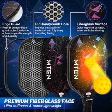 Pickleball Paddles Set of 2, USAPA Approved Fiberglass Surface Pickleball Set with 2 Pickleball Rackets,4 Pickleball Balls,1 Portable Carry Bag, Pickle Racket Set ​for Men Women - Image 3
