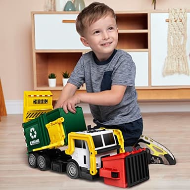 JOYIN Large Friction Powered Garbage Truck Toy Set, Includes Dumpster, Trash Bins, and Learning Cards for Kids, Boy Toys Birthday Gift for Boys Girls Kids Toddler Gift for Christmas - Image 8