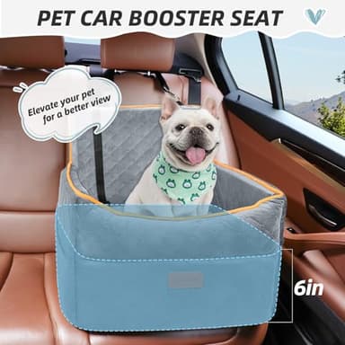 HEGGCOOE Dog Car Seat for Small Medium Dogs, Memory Foam Puppy Dog Booster Seat with Thick Cushion for Dogs Under 35lbs, Detachable Washable Pet Car Seat Travel Bed with Storage Pockets,2 Safety Belts - Image 2