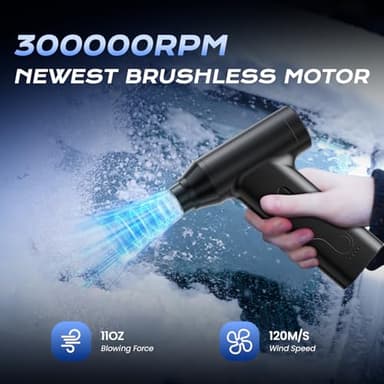 Compressed Air Duster-300000RPM Super Power Air Duster Electric, Rechargeable Brushless Motor Durable Mini Blower, 6X Fast Compressed Air Blower for PC Computer, Keyboard, Outdoor, House and Car - Image 2